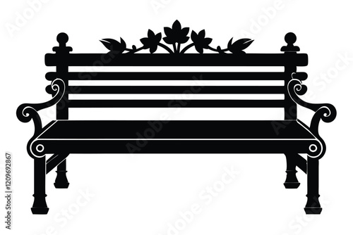 Garden bench silhouette black vector on a white background