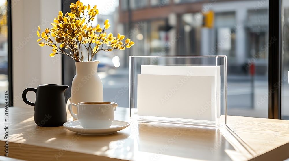 custom made wallpaper toronto digitalSunny Cafe Table with Coffee and Flowers