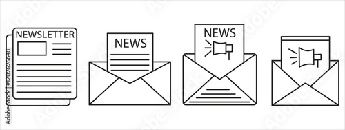 Vector icon, newspaper, news story, with editable Lines.