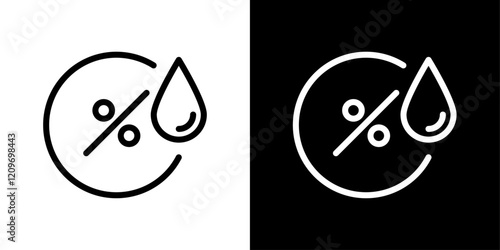 Humidity icons in thin black and white liner strokes