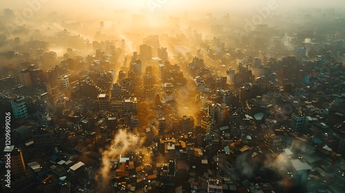 Aerial Perspective of Thriving City Center on World Population Day