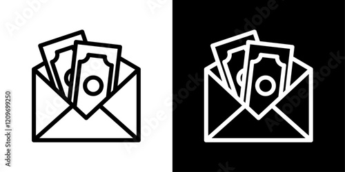 Salary icon set in black and white stroke