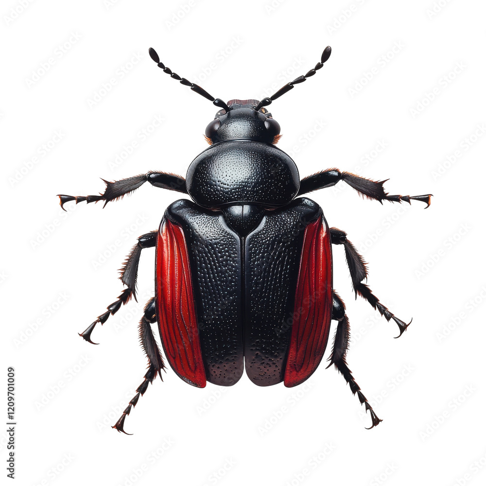 Black Beetle Red Wings Closeup on transparent background. Black Beetle Red Wings Closeup on transparent background.