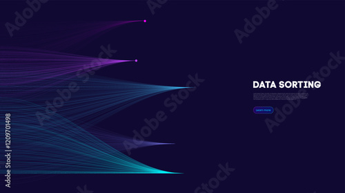 Data sorting information infographic. Data funnel ai network. Technology blockchain background concept sorting data. Network communication vector background.