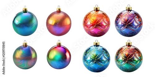 Colorful Decorative Christmas Ornaments in Various Styles and Designs