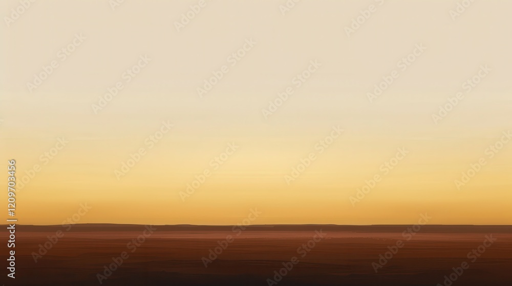 Serene Landscape at Dusk with Soft Gradients of Orange and Beige Highlighting the Tranquil Horizon Over a Vast Earthy Plain Serene Landscape at Dusk with Soft Gradients of Orange and Beige Highlighting the Tranquil Horizon Over a Vast Earthy Plain