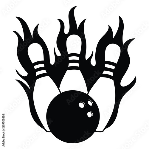 Bowling Ball Pin Vector Design Clipart
