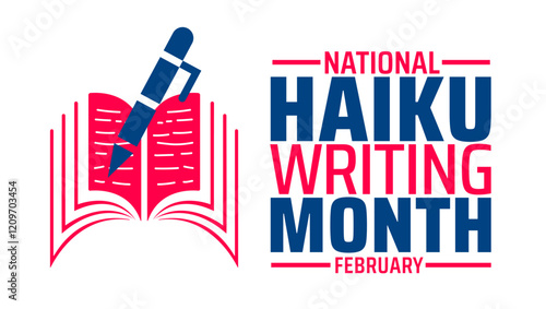 National Haiku Writing Month background banner or poster design template. observed every year in February. Holiday concept. Use to any Template, card, poster, placard, template.