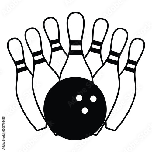 Bowling Ball Pin Vector Clipart Artwork
