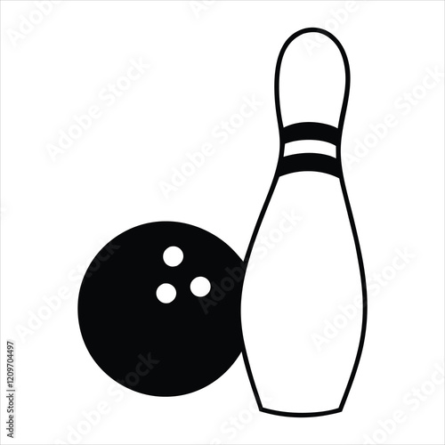 Bowling Ball Pin Vector Clipart Artwork
