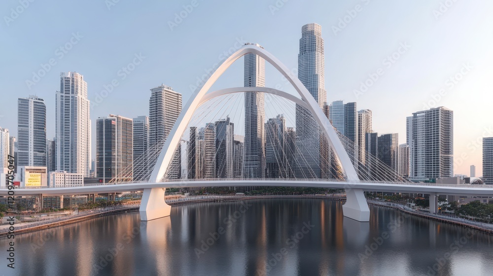A stunning view of a bridge spanning a river, with a vibrant city skyline visible in the background, showcasing urban architecture and natural beauty. A stunning view of a bridge spanning a river, with a vibrant city skyline visible in the background, showcasing urban architecture and natural beauty.