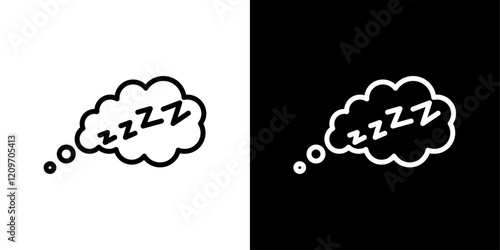 Snooze icon set in black and white stroke