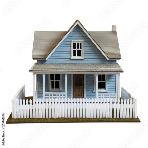 Cozy Suburban House Model on transparent background. photo