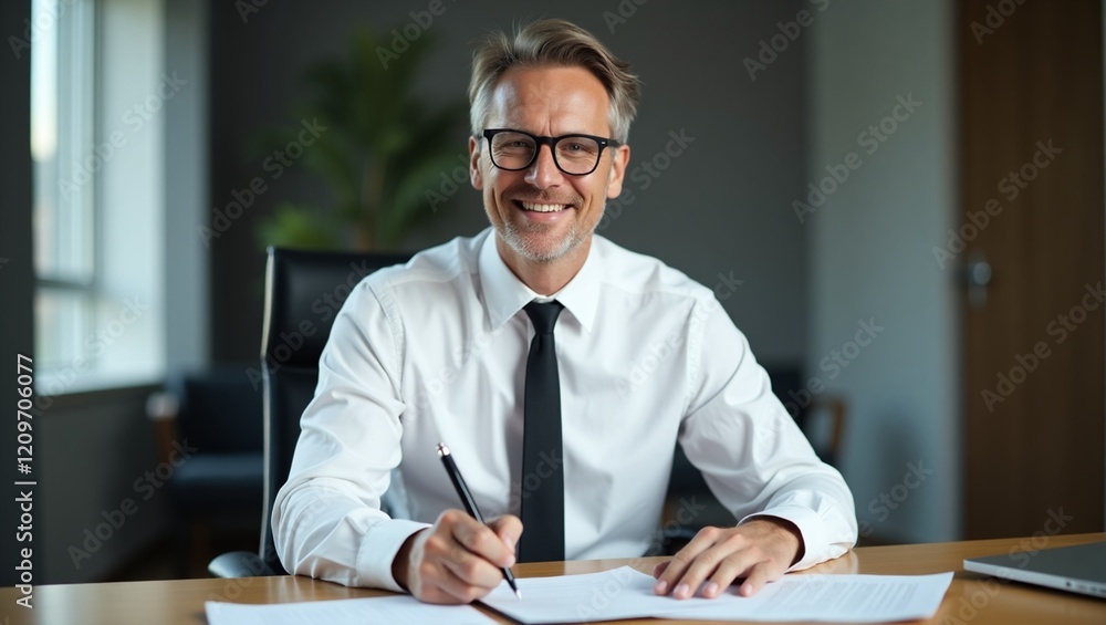 Obraz premium businessman in the office wearing white suit working 