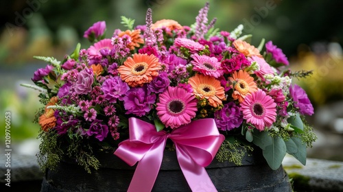 Wallpaper Mural Vibrant Pink and Orange Gerbera Daisy Flower Arrangement Torontodigital.ca