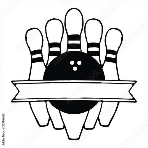 Digital Vector Bowling Ball and Pin Design
