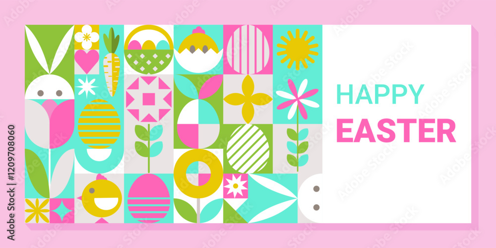 Fototapeta premium Easter Abstract Geometric Bauhaus Minimalist Banner
