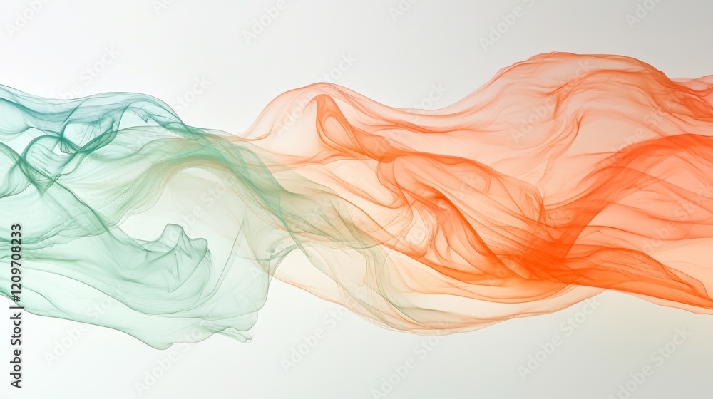 Obraz premium Abstract Flowing Fabrics: Teal and Orange Swirls