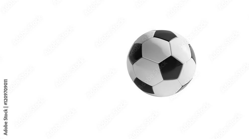 A soccer ball placed on a pristine white surface, showcasing its shadow and reflective details A soccer ball placed on a pristine white surface, showcasing its shadow and reflective details