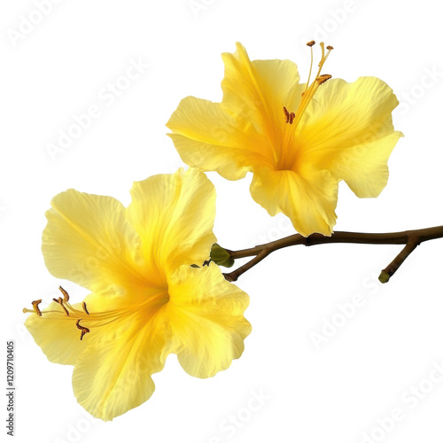 Golden Trumpet Flower Bloom on transparent background.