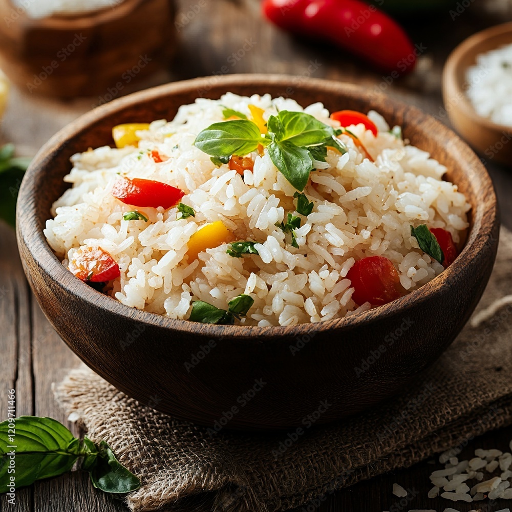 Delicious Rice Dish with Fresh Vegetables Delicious Rice Dish with Fresh Vegetables