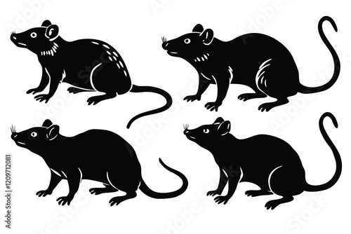 Black silhouettes of mice