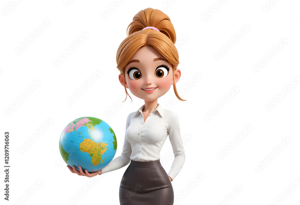 3D Cute cartoon female teacher character on transparent background. Generative AI 3D Cute cartoon female teacher character on transparent background. Generative AI