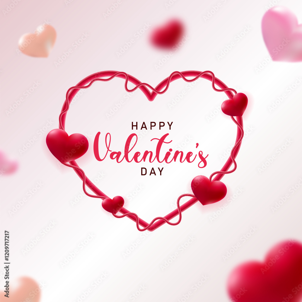 Happy Valentines Day Heart Frame Greeting Card Social Media Post Design