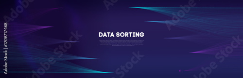 Data sorting information infographic. Data funnel ai network. Technology blockchain background concept sorting data. Network communication vector background.