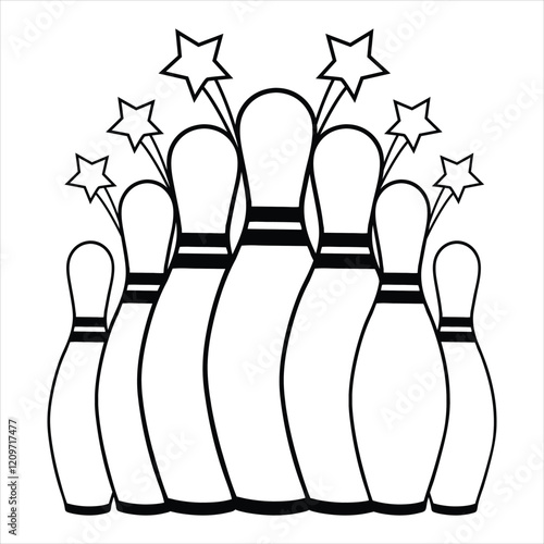 Bowling Pin and Ball Graphic Vector Illustration
