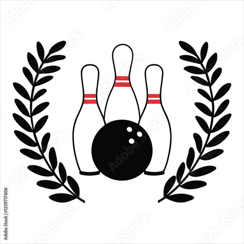 Bowling Pin and Ball Graphic Vector Illustration
