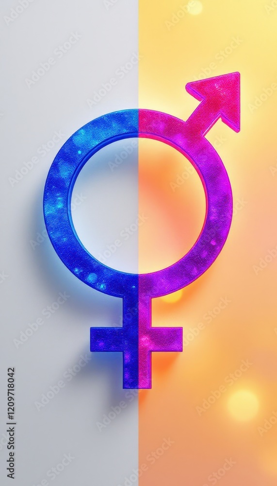 Vibrant gender symbols on colorful background Vibrant gender symbols on colorful background