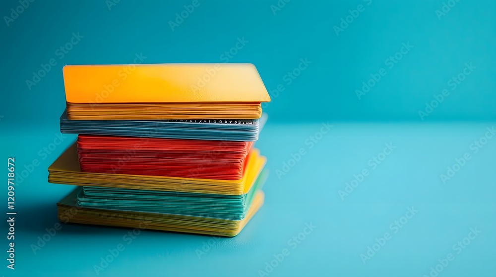 Fototapeta premium Stacked Financial Documents and Payment Transaction Concept with Copy Space