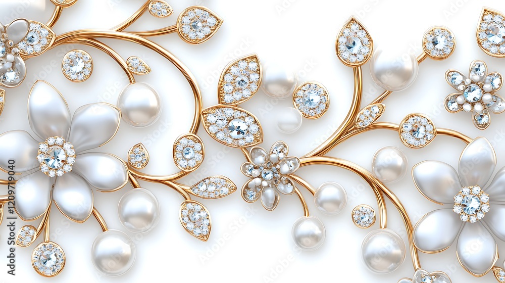 Elegant Gold   Pearl Floral Jewelry Design