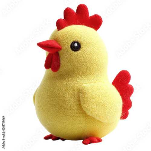 Plush Chicken Toy White Background on transparent background. photo