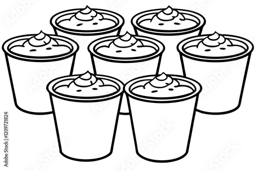 Minimalist Mousse Dessert Line Art Set