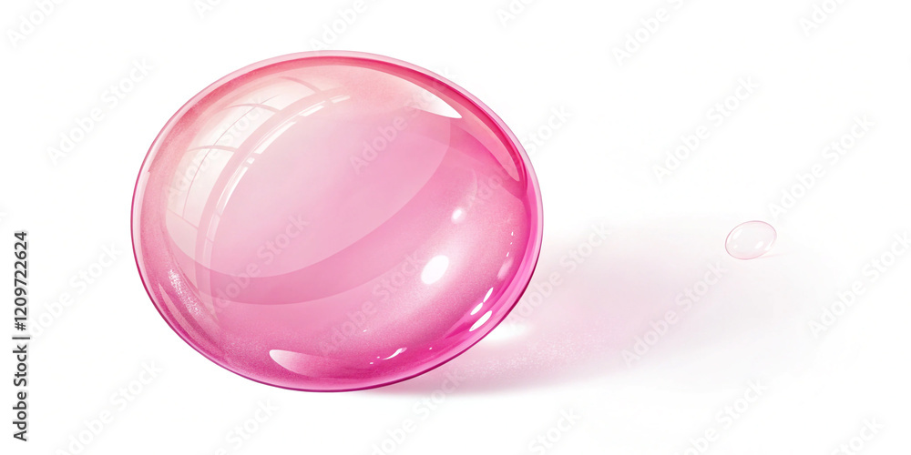 A Shiny Pink Bubble Isolated on a White Background A Shiny Pink Bubble Isolated on a White Background