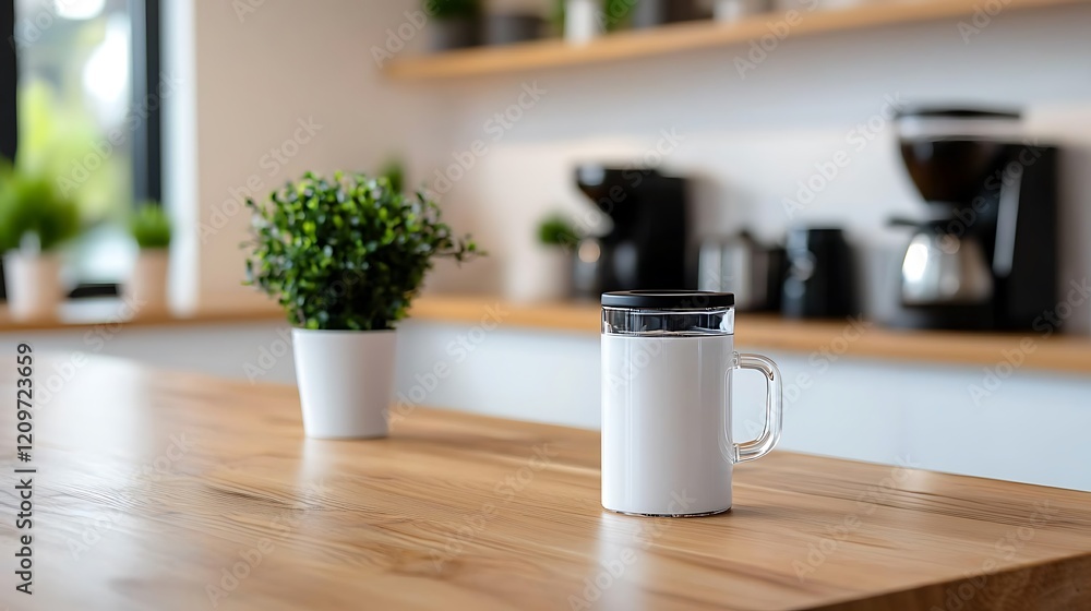 custom made wallpaper toronto digitalWhite Mug on Wooden Table in Modern Kitchen