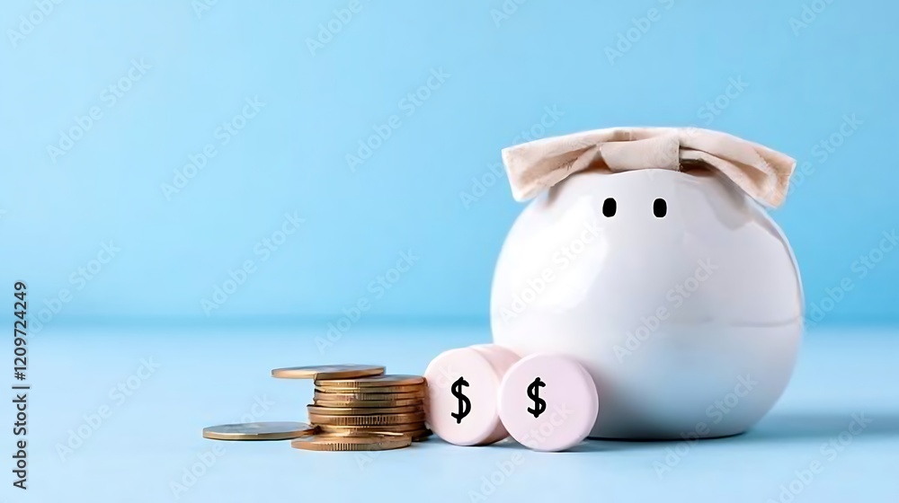 custom made wallpaper toronto digitalWhite Piggy Bank with Coins and Dollar Sign Tokens