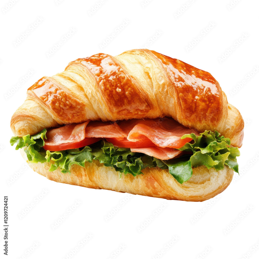 Delicious Croissant Sandwich on transparent background. Delicious Croissant Sandwich on transparent background.