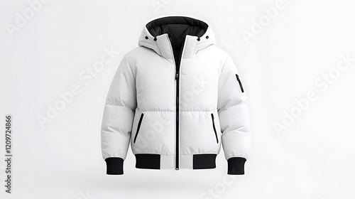 Wallpaper Mural White Puffer Jacket with Black Trim Torontodigital.ca