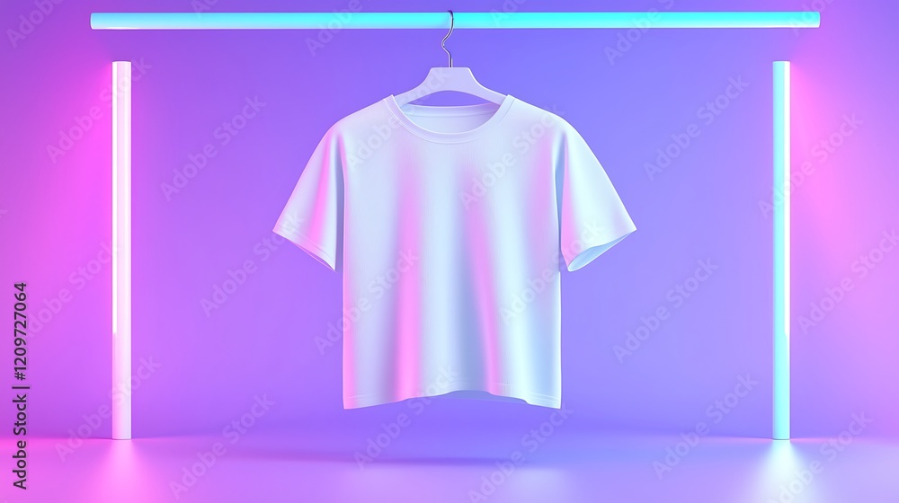 custom made wallpaper toronto digitalWhite T-shirt Mockup with Neon Lights