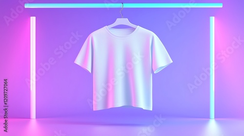Wallpaper Mural White T-shirt Mockup with Neon Lights Torontodigital.ca