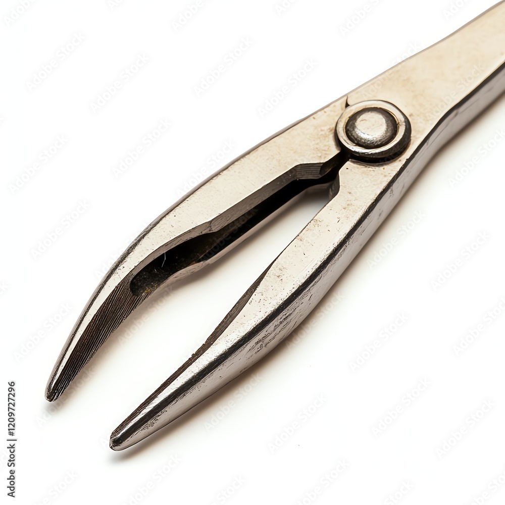 Close-up of metallic pliers on a white isolated background. Close-up of metallic pliers on a white isolated background.