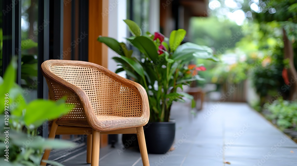 custom made wallpaper toronto digitalWicker Chair on a Tranquil Patio