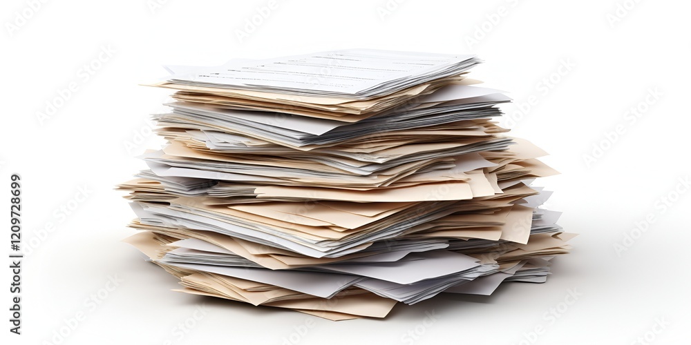 Pile of Papers Isolated on White Background in Simple Style Pile of Papers Isolated on White Background in Simple Style
