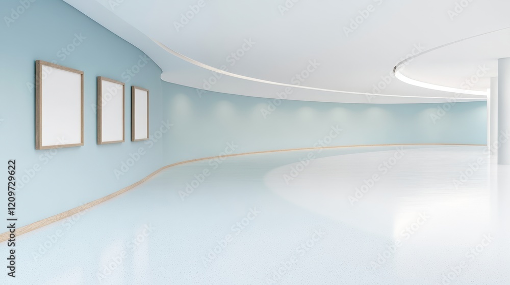 Three vacant frames hang on a wall, showcasing a minimalist design in a room, inviting artistic expression and personal creativity. Three vacant frames hang on a wall, showcasing a minimalist design in a room, inviting artistic expression and personal creativity.
