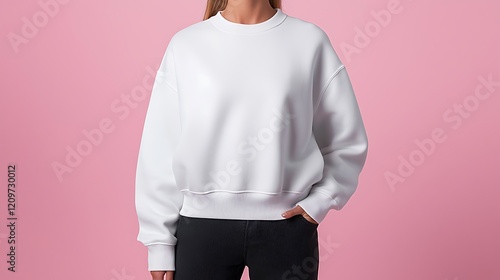 Wallpaper Mural Woman wearing a white crew neck sweatshirt Torontodigital.ca