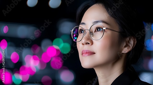 Wallpaper Mural Woman with Glasses Contemplating the Future Torontodigital.ca