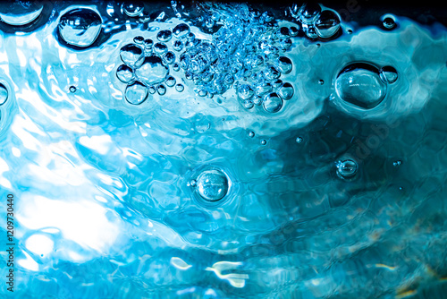 Water bubbles abstract bokeh light in the pool
